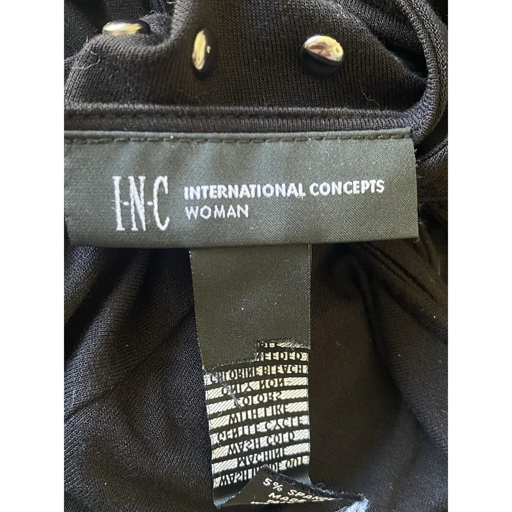 INC International Concepts Y2K Woman Black Studded Open Front Drape Vest Size 1X - Picture 5 of 7